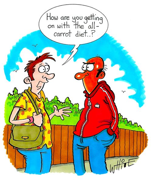 "How are you getting on with the all-carrot diet...?"