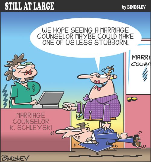 "We hope seeing a marriage counselor maybe could make one of us less stubborn!"