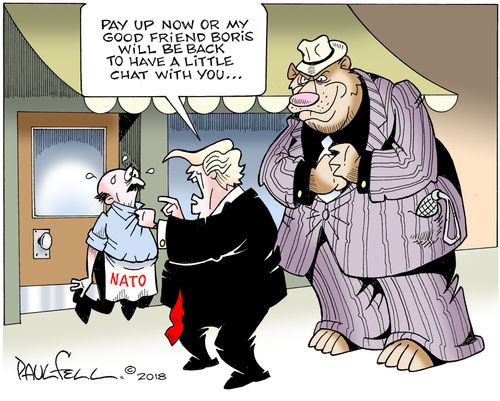 "Pay up now or my good friend Boris will be back to have a little chat with you..."
