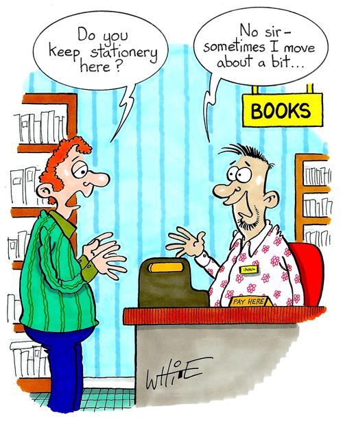 "Do you keep stationery here?"