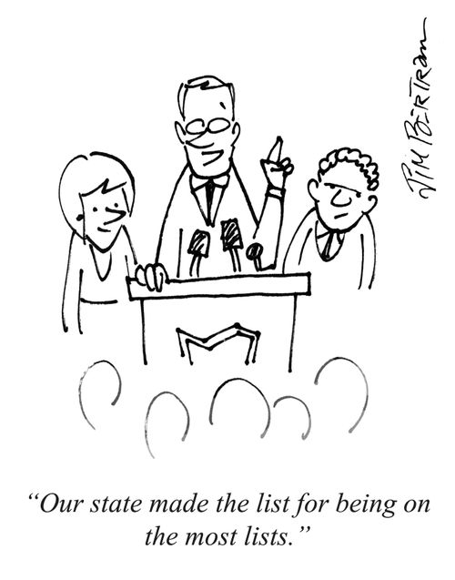 "Our state made the list for being on the most lists."