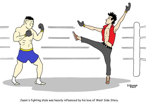 Jason's fighting style was heavily influenced by his love of West Side Story.