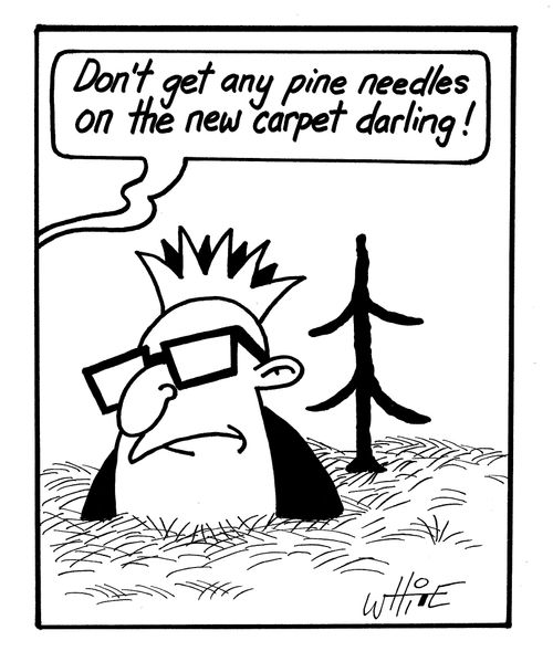 "Don't get any pine needles on the new carpet darling!"