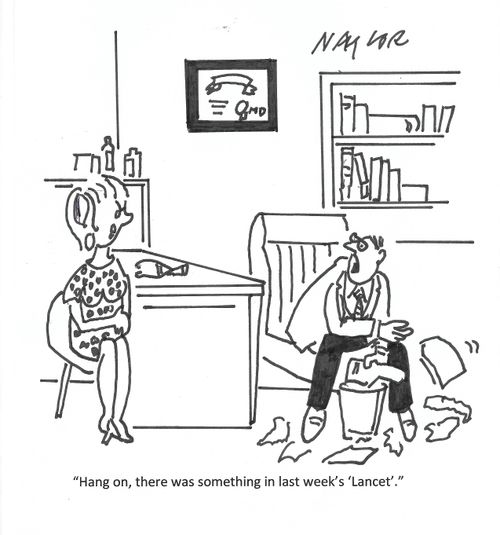 "Hang on, there was something in last week's 'Lancet'."