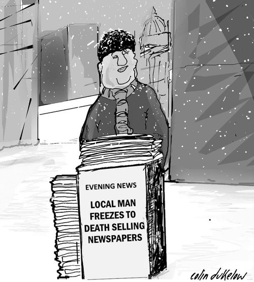 Local Man Freezes to Death Selling Newspapers