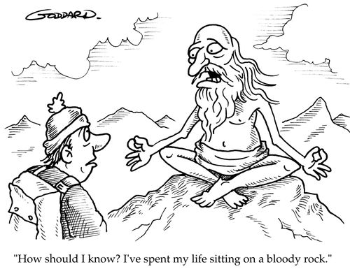 "How should I know? I've spent my life sitting on a bloody rock!"