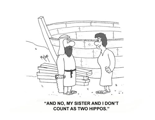 "And no, my sister and I don't count as two hippos."