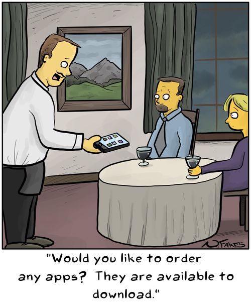 "Would you like to order any apps? They are available to download."