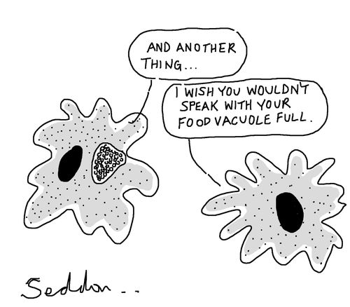 "I wish you wouldn't speak with your food vacuole full."