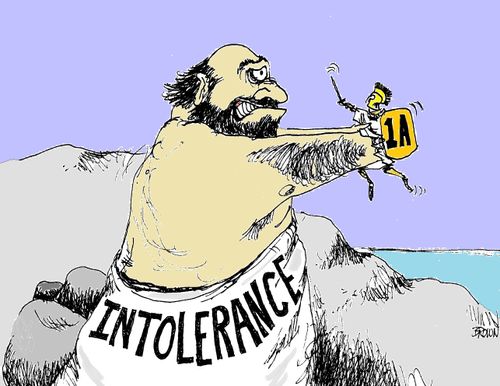 Intolerance cyclops trying to crush first amendment warrior