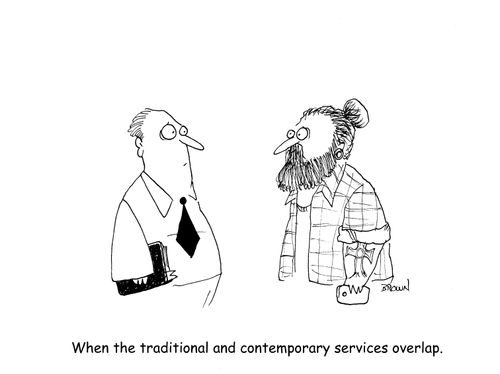 When the traditional and contemporary services overlap.