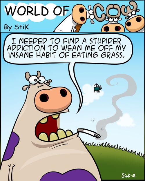 "I needed to find a stupider addiction to wean me off my insane habit of eating grass."