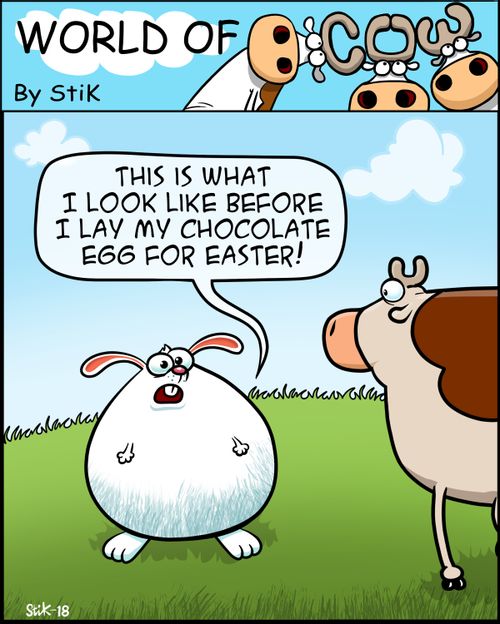 "This is what I look like before I lay my chocolate egg for Easter!"