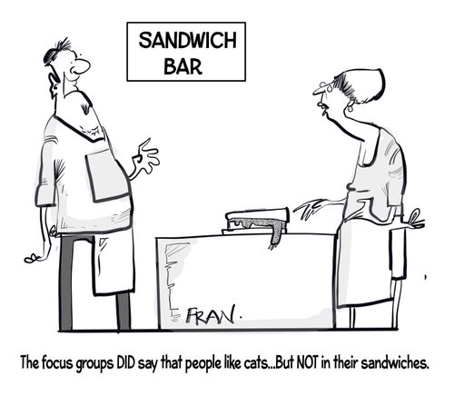 "The focus groups did say that people like cats...but not in their sandwiches."
