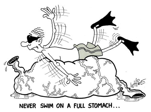 Never swim on a full stomach...
