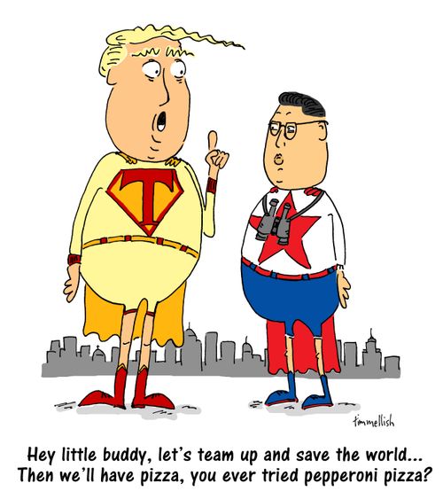 "Hey little buddy, let's team up and save the world...Then we'll have pizza, you ever tried pepperoni pizza?"