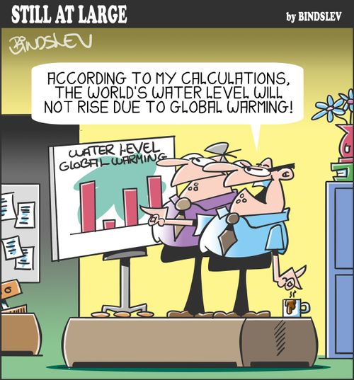 "According to my calculations, the world's water level will not rise due to global warming!"