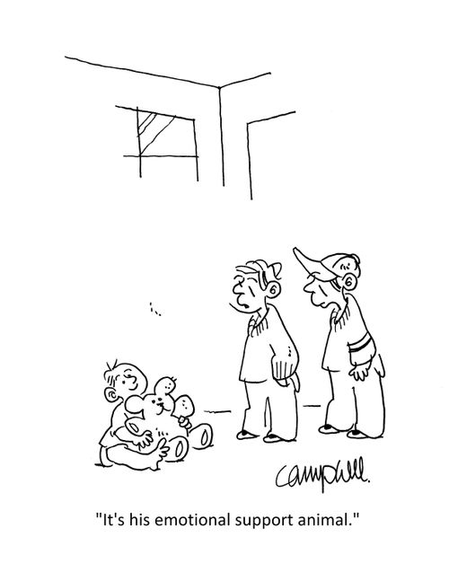 "It's his emotional support animal."