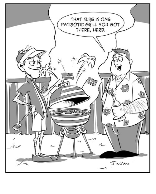 "That sure is one patriotic grill you got there, Herb."