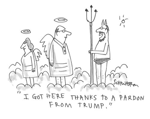 "I got here thanks to a pardon from Trump."