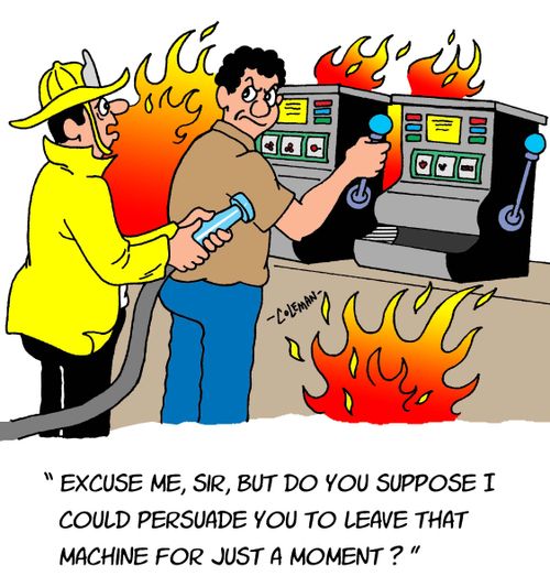 "Excuse me, sir, but do you suppose I could persuade you to leave that machine for just a moment?"