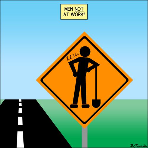 Men Not At Work Sign