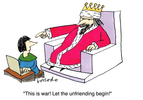 "This is war! Let the unfriending begin!"