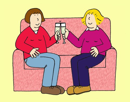 Female Couple Celebrating