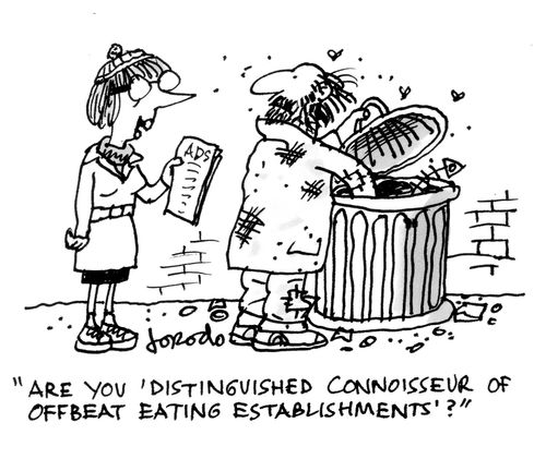 "Are you 'distinguished connoisseur of offbeat eating establishments'?"