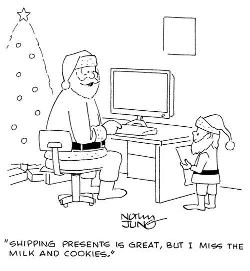 "Shipping presents is great, but I miss the milk and cookies."
