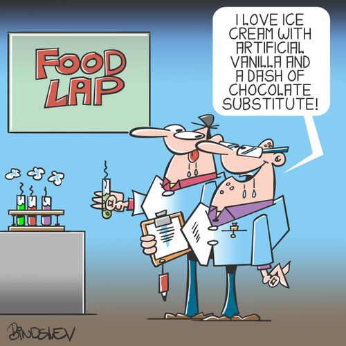 "I love ice cream with artificial vanilla and a dash of chocolate substitute!"