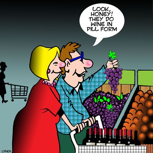 "Look, honey! They do wine in pill form."