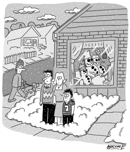 Snowman & family replace people
