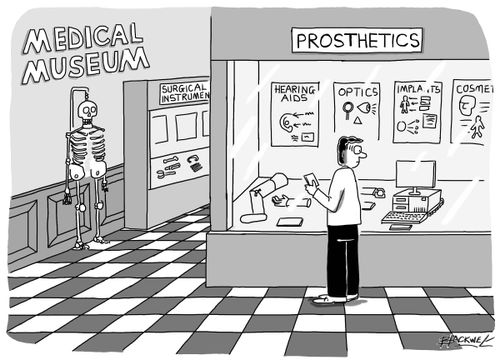 Computer in medical museum as a prosthetic 