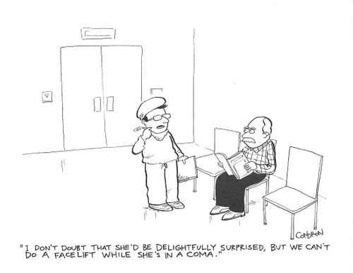 "I don't doubt that she'd be delightfully surprised, but we can't do a facelift while she's in a coma."