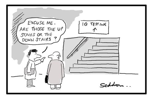 "Excuse me. Are those the up stairs or the down stairs?"