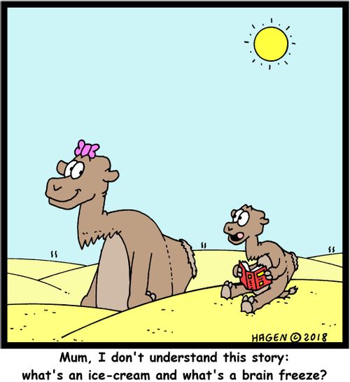 "Mum, I don't understand this story: what's an ice-cream and what's a brain freeze?"