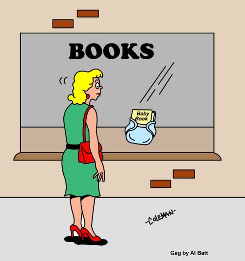 Woman Window Shops For A Baby Book