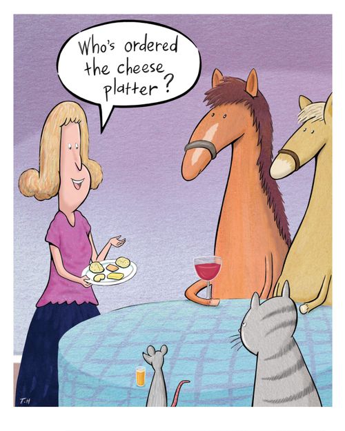 "Who's ordered the cheese platter?"