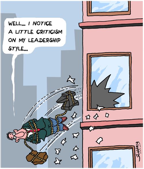 "Well...I notice a little criticism on my leadership style..."