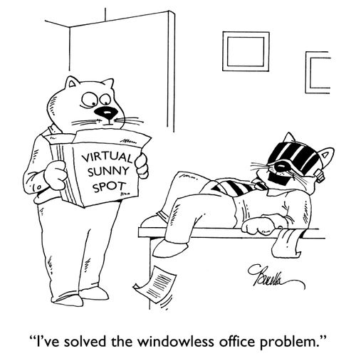 "I've solved the windowless office problem."
