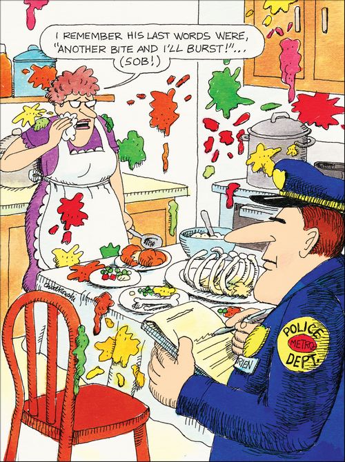 "I remember his last words were, 'Another bite and I'll burst!'..."