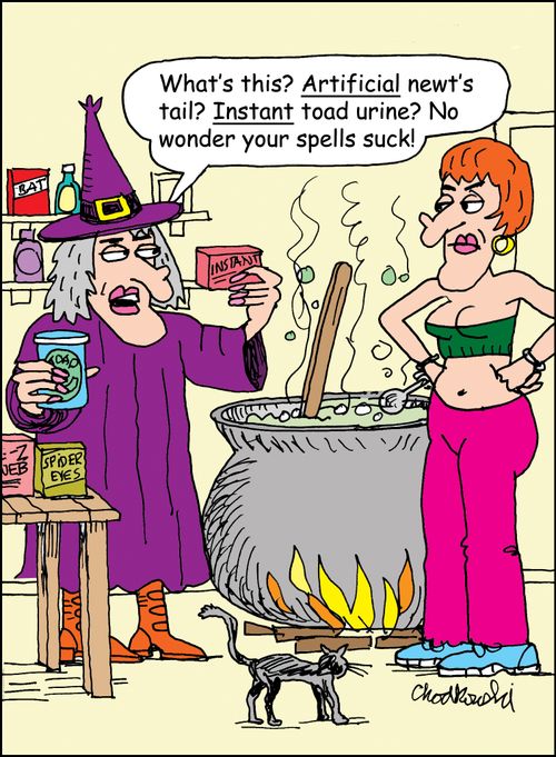 "What's this Artificial newt's tail? Instant toad urine? No wonder your spells suck!"