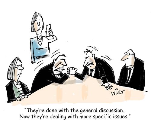 "They're done with the general discussion. Now they're dealing with more specific issues."