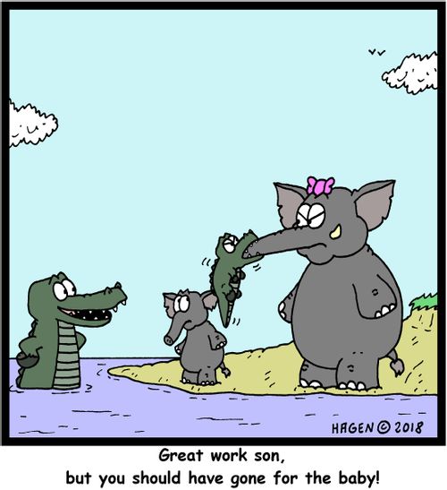 "Great work son, but you should have gone for the baby!"