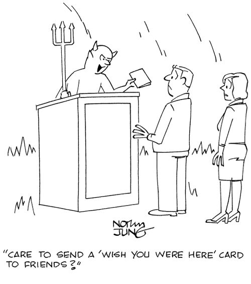 "Care to send a 'Wish you were here' card to friends?"