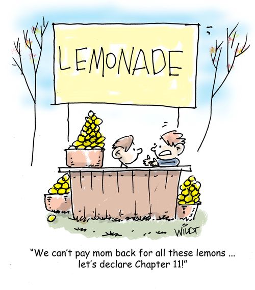 "We can't pay mom back for all these lemons...lets declare Chapter 11!"
