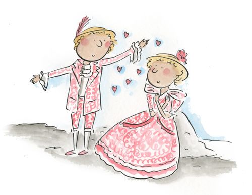 Lovers in toile de jouy