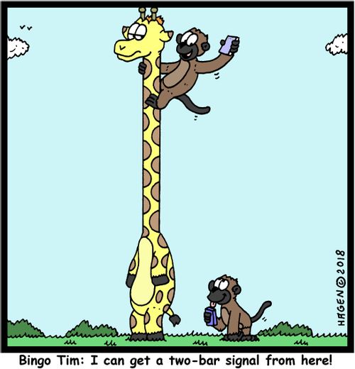 "Bingo Tim: I can get a two-bar signal from here!"
