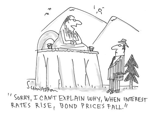 "Sorry, I can't explain why, when interest rates rise, bond prices fall."